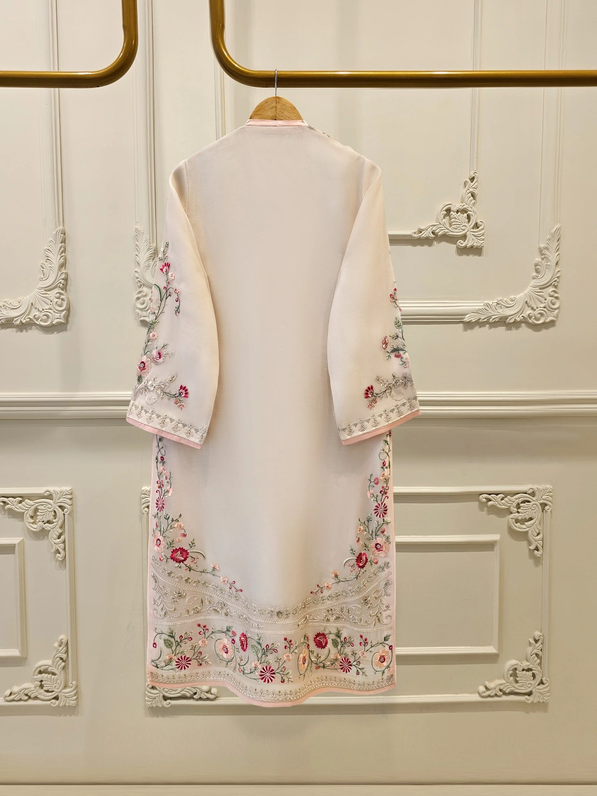 3 Piece - Pure Organza Embroidered Suit - Image 2