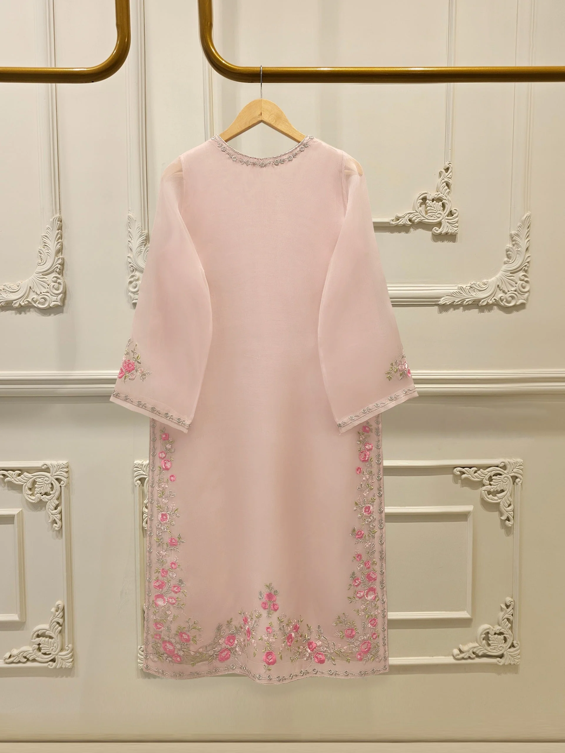 3 Piece - Pure Organza Embroidered Suit - Image 2