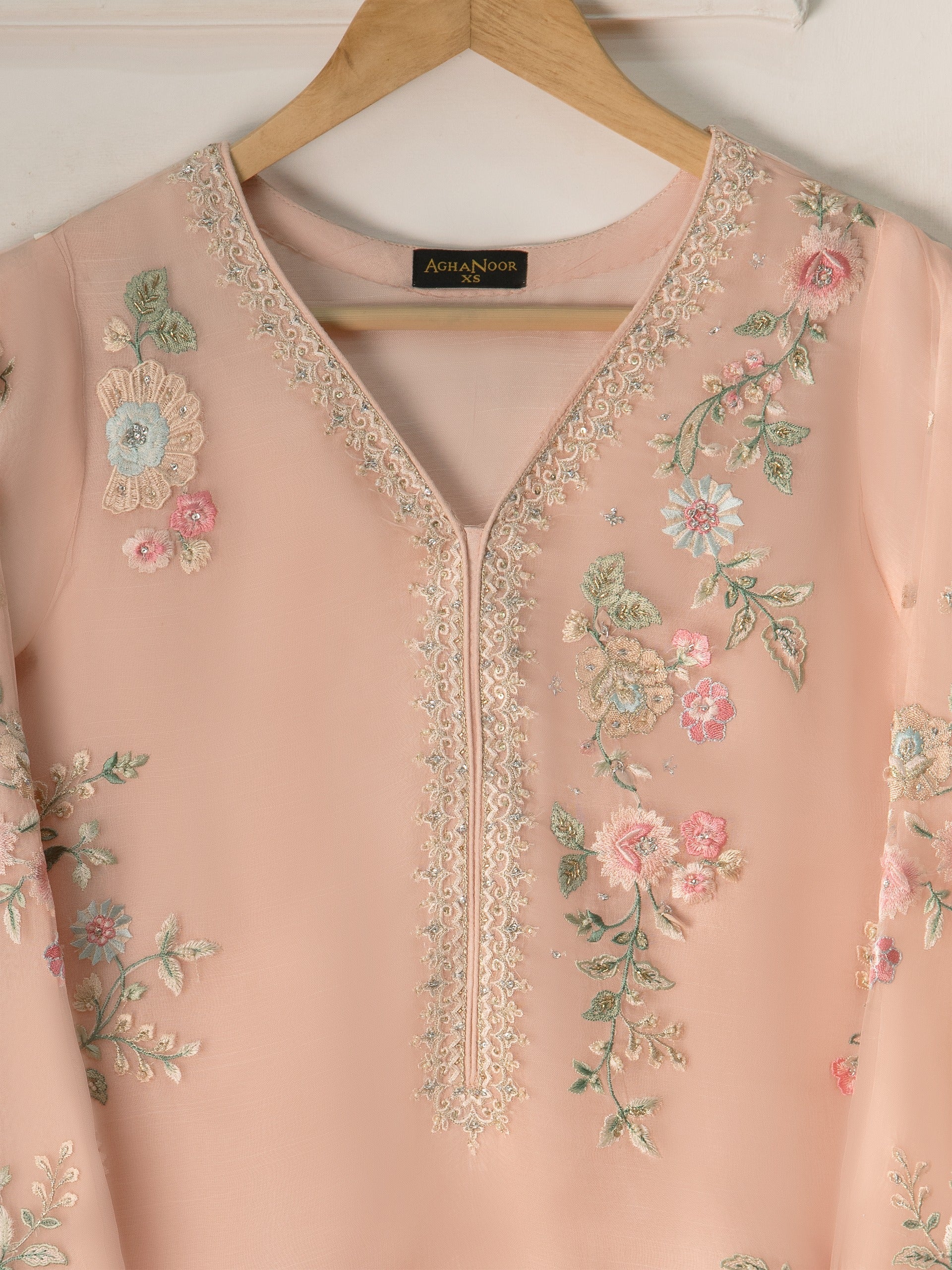 3 Piece - Pure Organza Embroidered Suit - Image 4