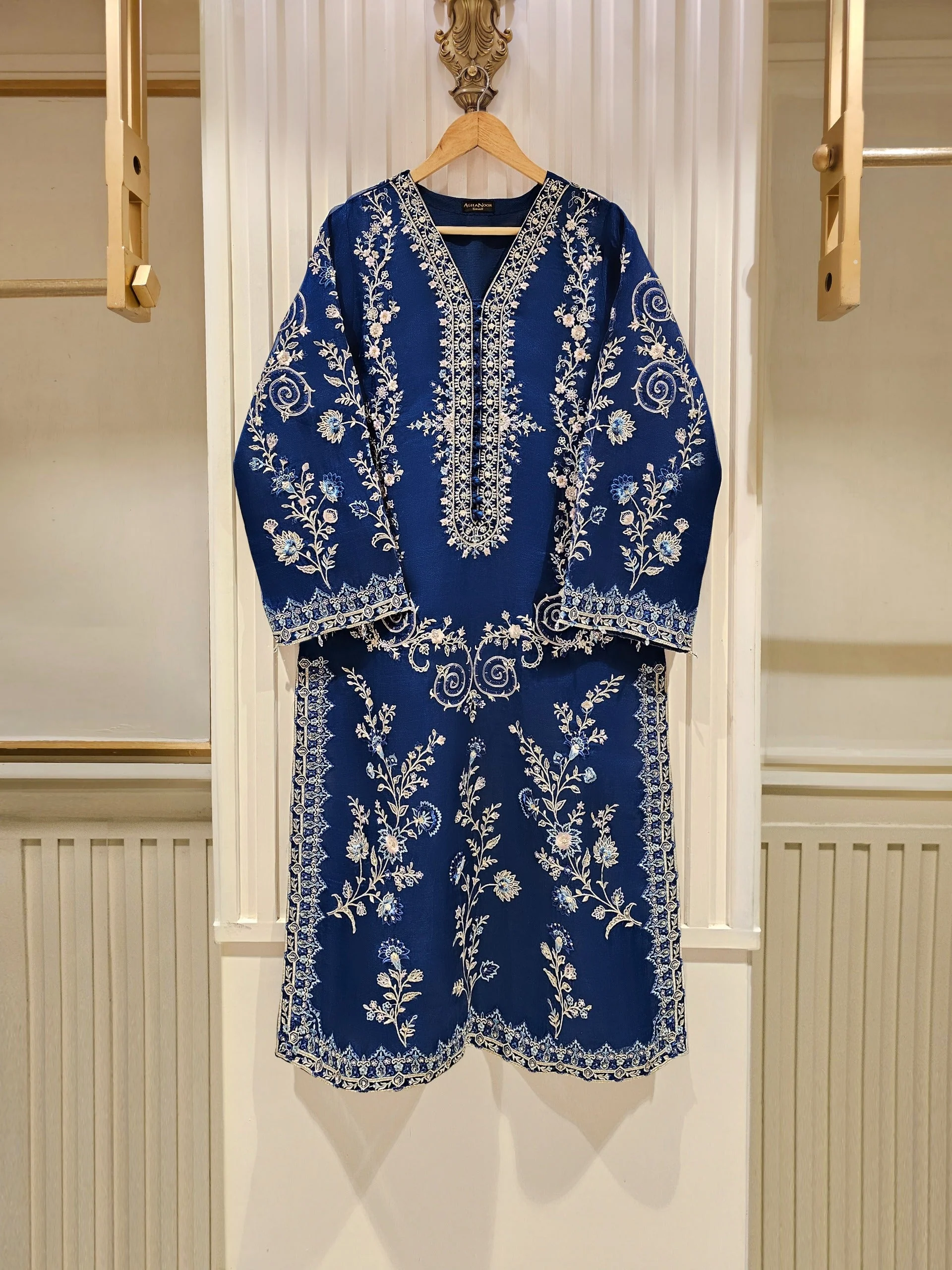 3 Piece - Pure Organza Embroidered Suit - Image 2