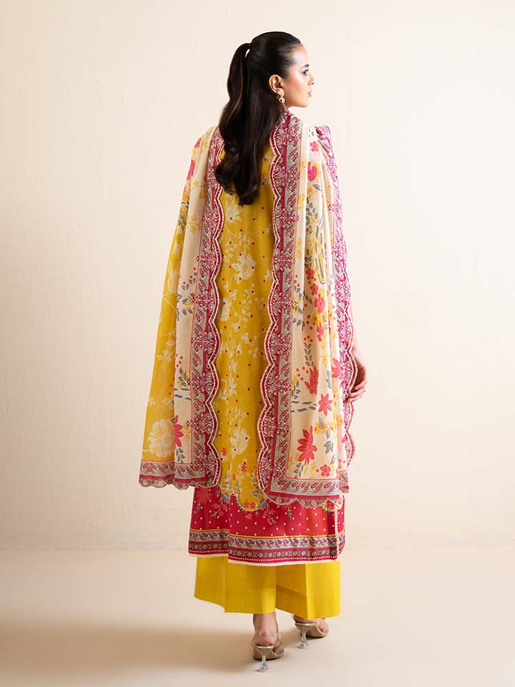 3-Piece Unstitched Embroidered Lawn Suit - Image 2