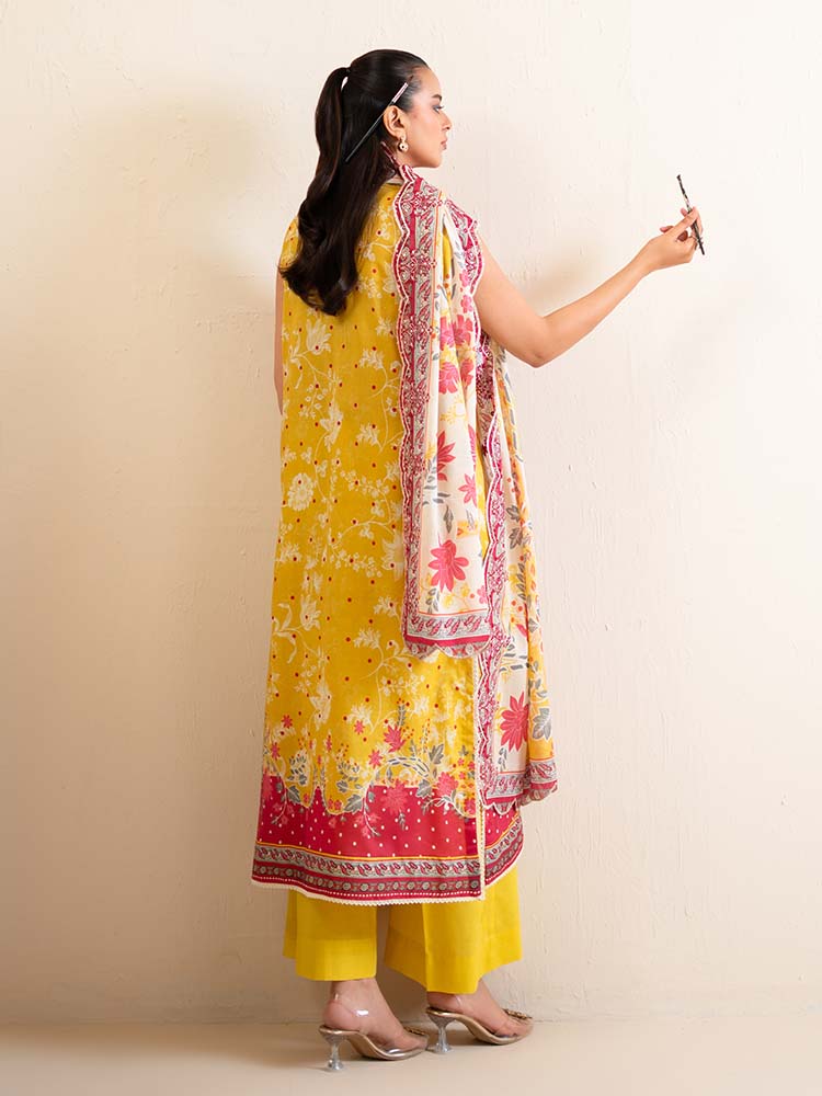 3-Piece Unstitched Embroidered Lawn Suit - Image 4