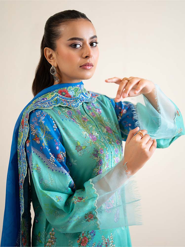 3-Piece Unstitched Embroidered Lawn Suit - Image 6