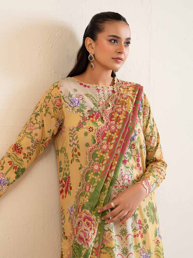 3-Piece Unstitched Embroidered Lawn Suit - Image 7