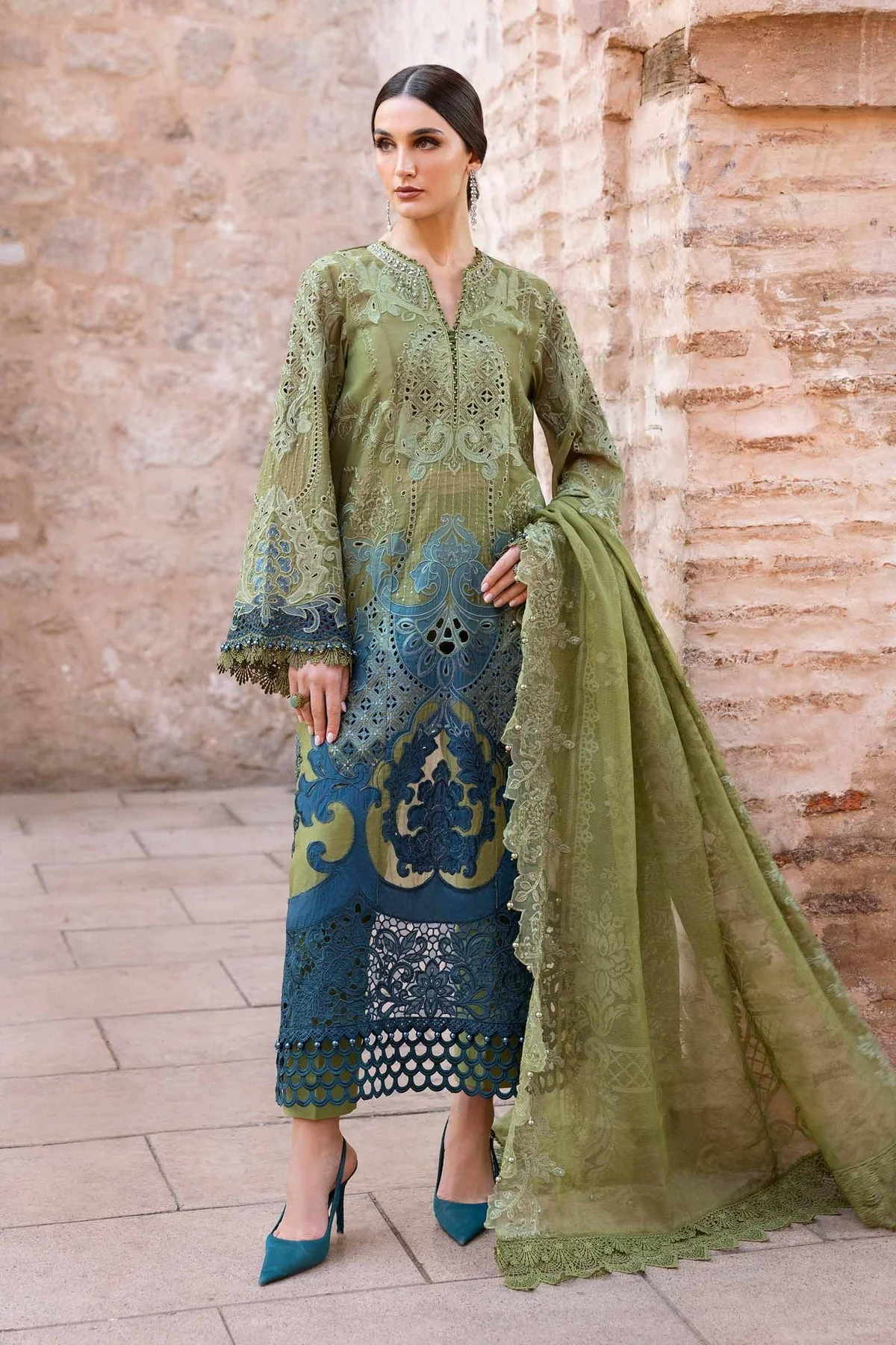 3 Piece Unstitched Embroidered Paper Cotton Suit - Image 5