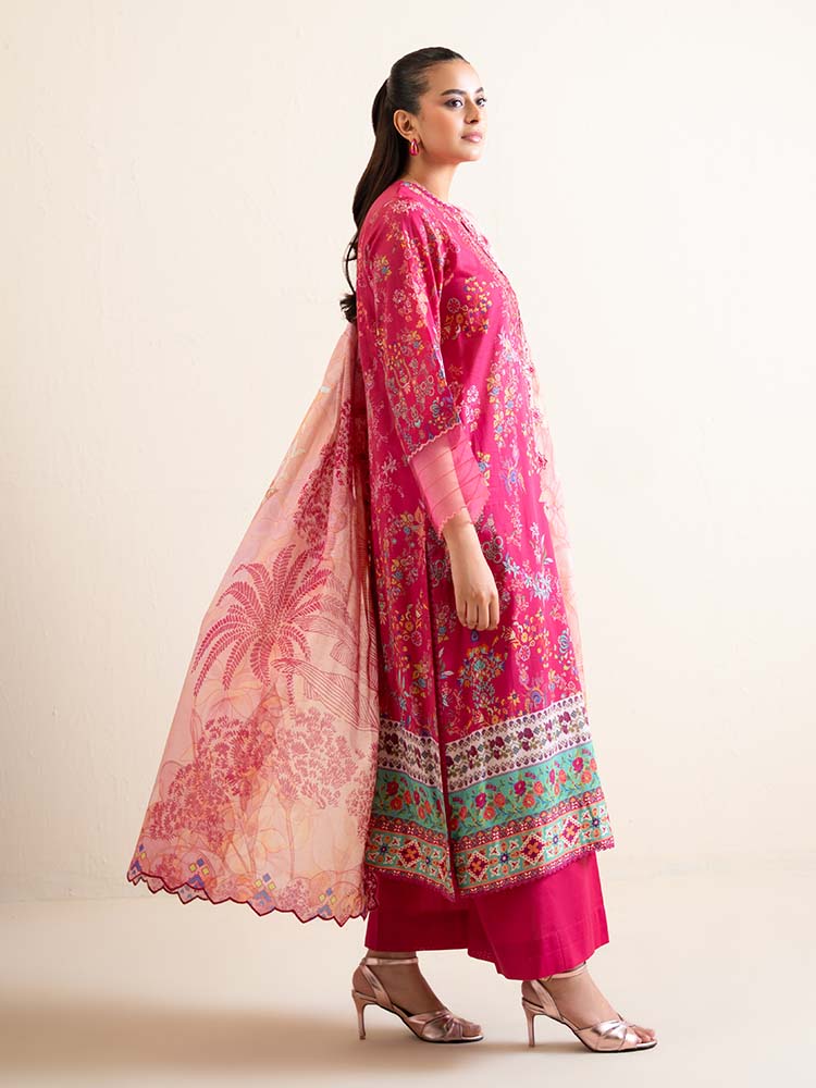 3-Piece Unstitched Embroidered Lawn Suit - Image 3