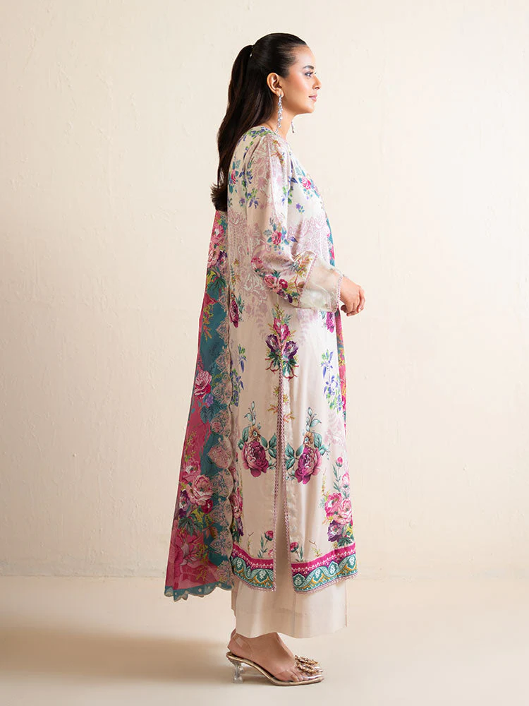 3-Piece Unstitched Embroidered Lawn Suit - Image 3