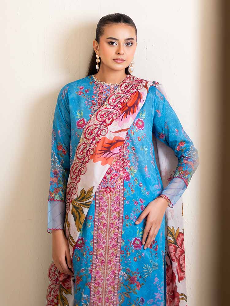 3-Piece Unstitched Embroidered Lawn Suit - Image 5