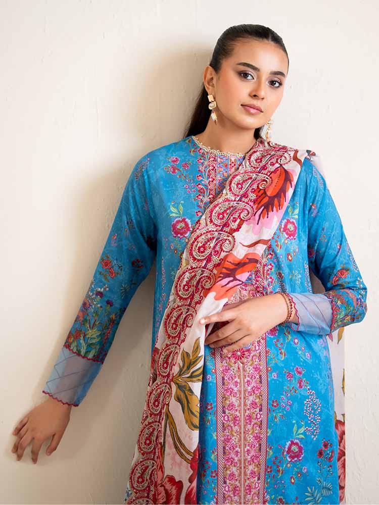 3-Piece Unstitched Embroidered Lawn Suit - Image 6