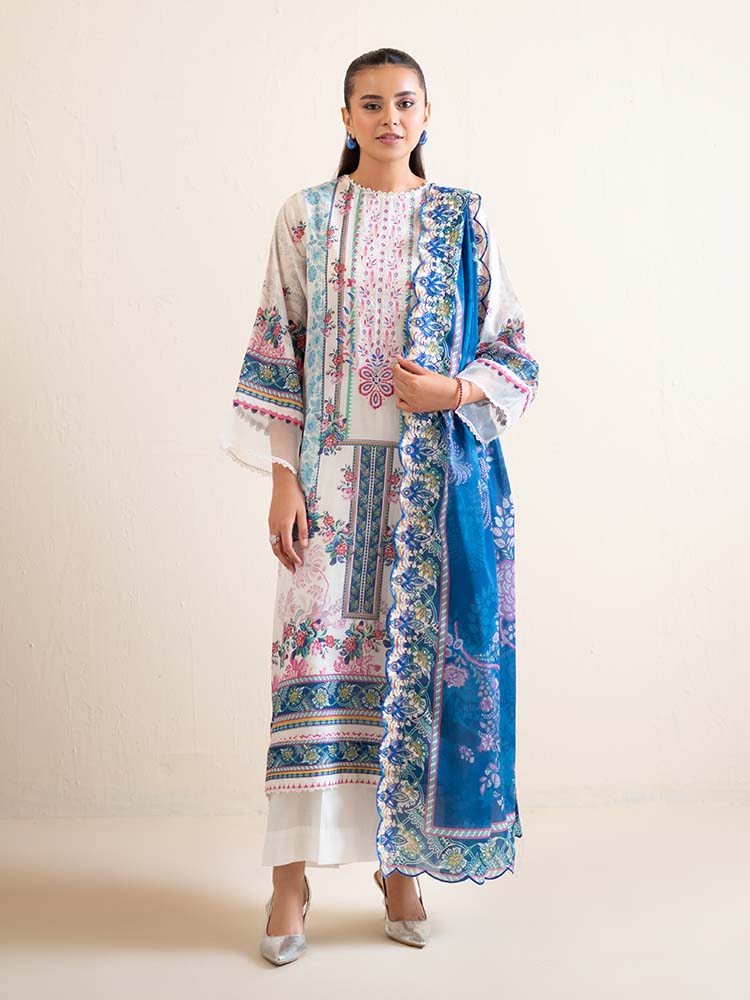 3-Piece Unstitched Embroidered Lawn Suit