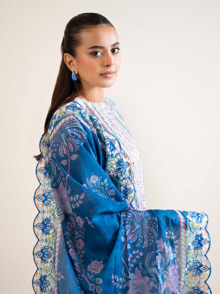 3-Piece Unstitched Embroidered Lawn Suit - Image 5