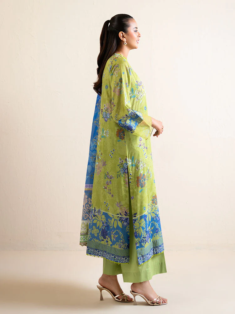 3-Piece Unstitched Embroidered Lawn Suit - Image 3