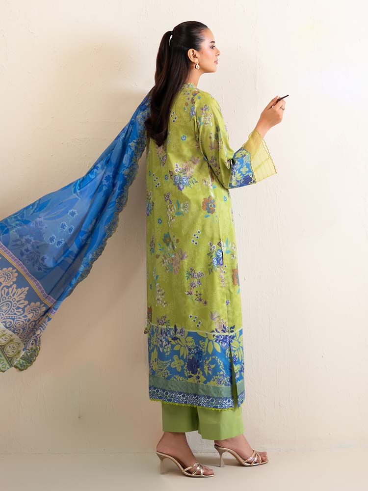 3-Piece Unstitched Embroidered Lawn Suit - Image 5