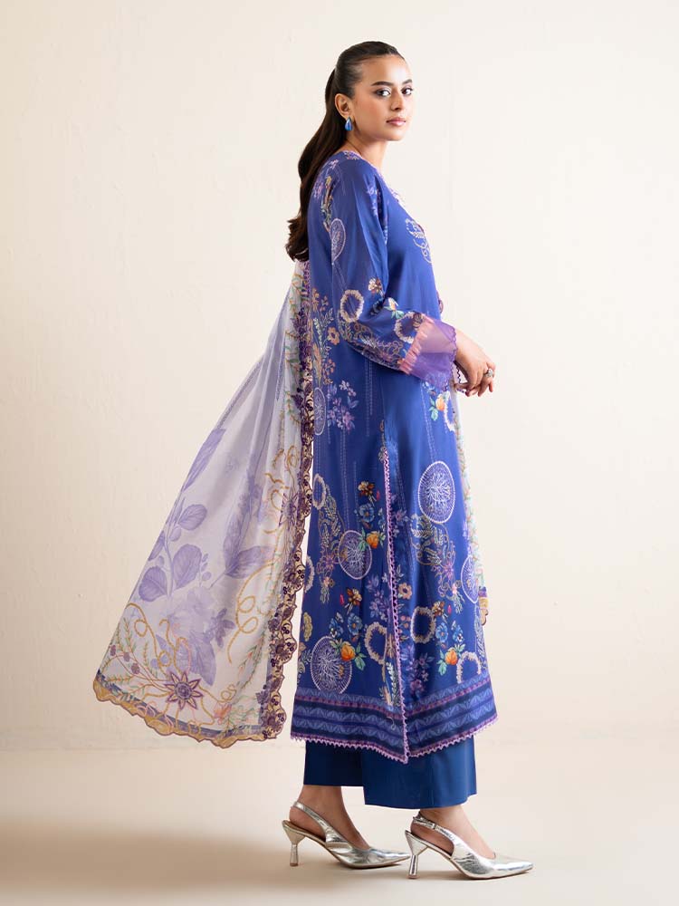 3-Piece Unstitched Embroidered Lawn Suit - Image 3