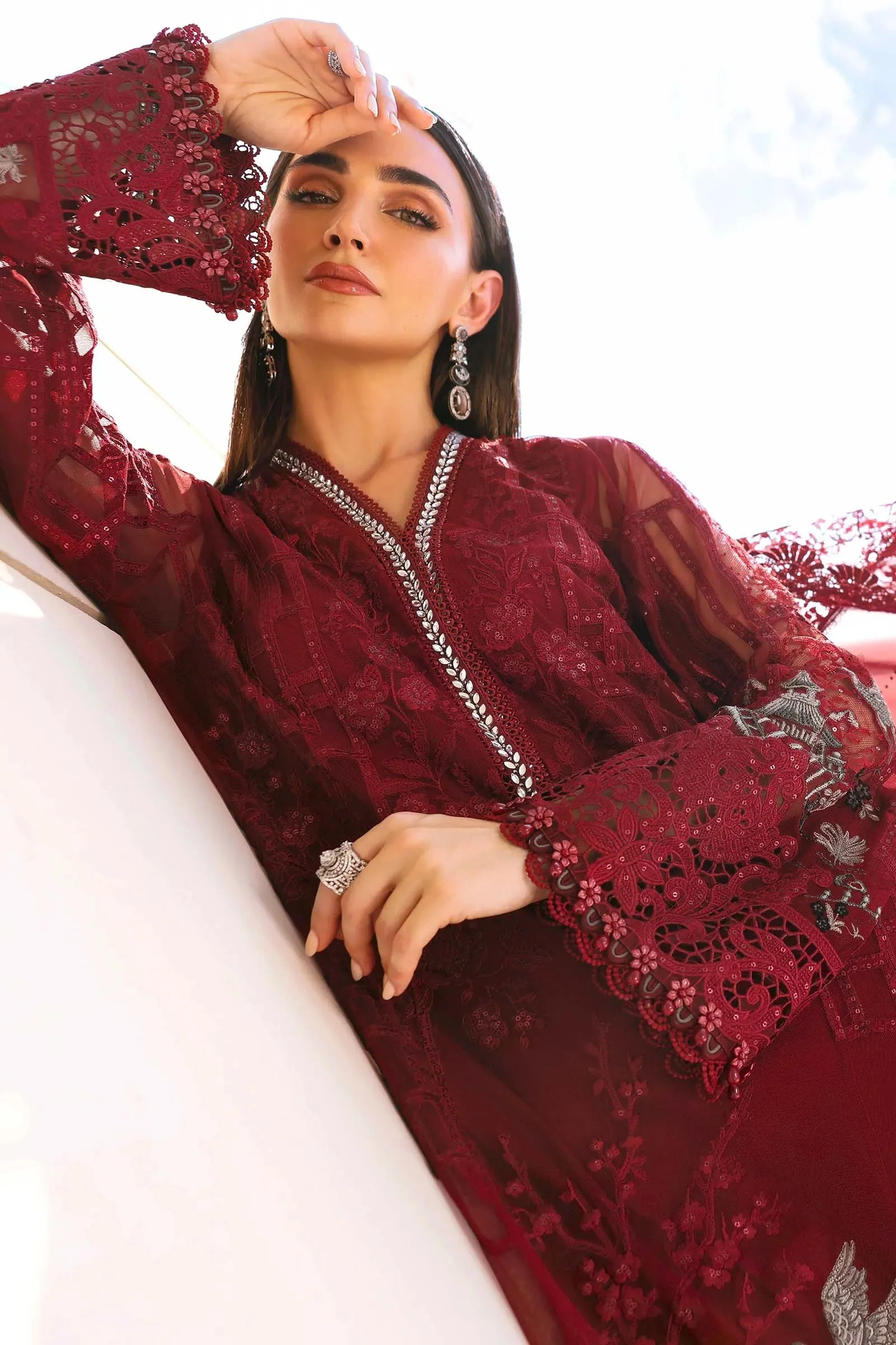 3 Piece Unstitched Embroidered Net Suit - Image 7