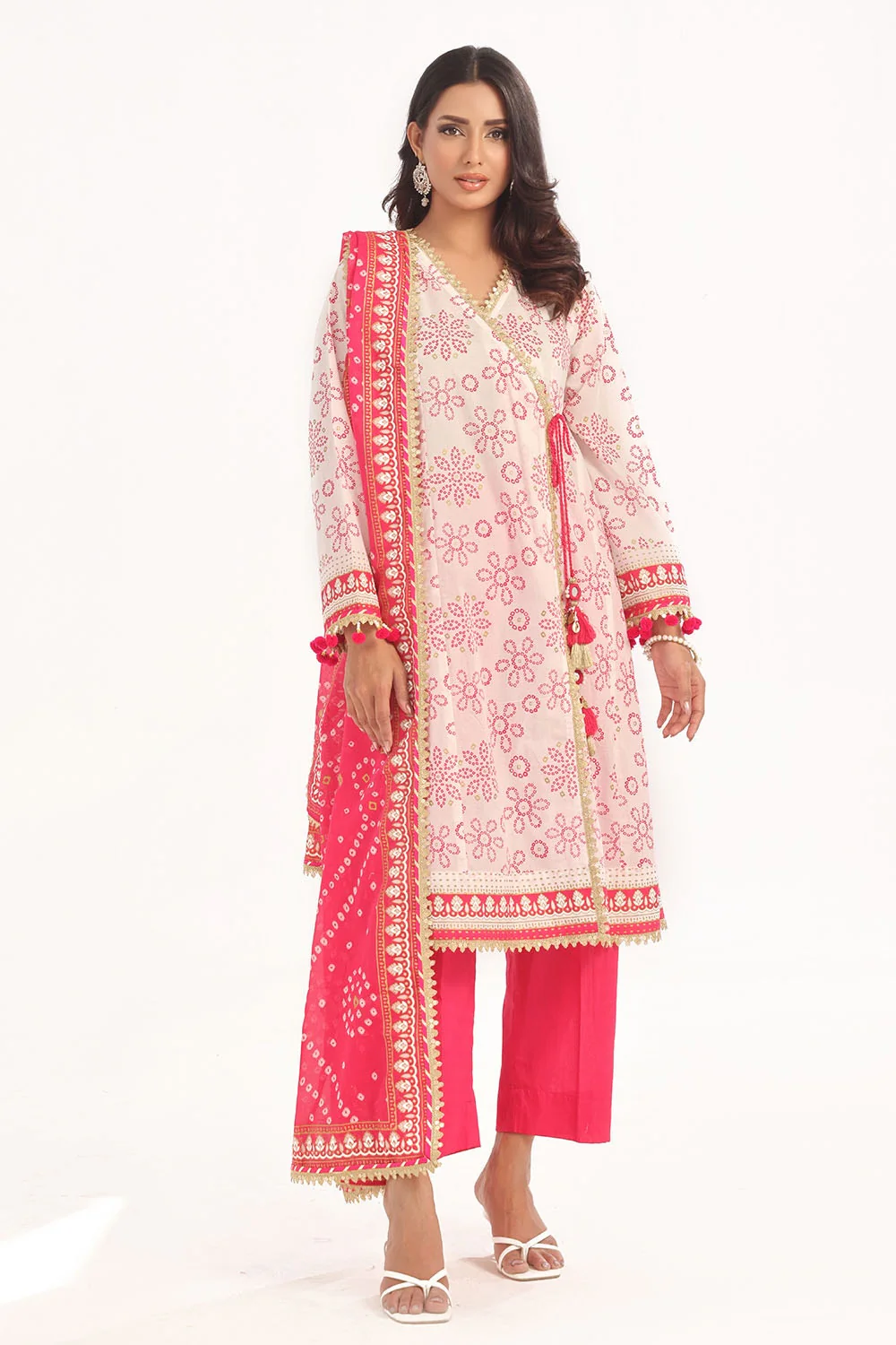 3 Piece Unstitched Gold Lacquer Printed Lawn Suit - Image 3