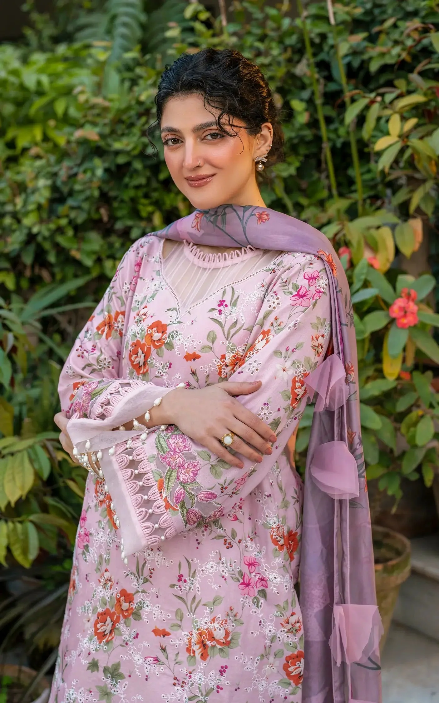 Chikankari digital printed lawn - Image 2