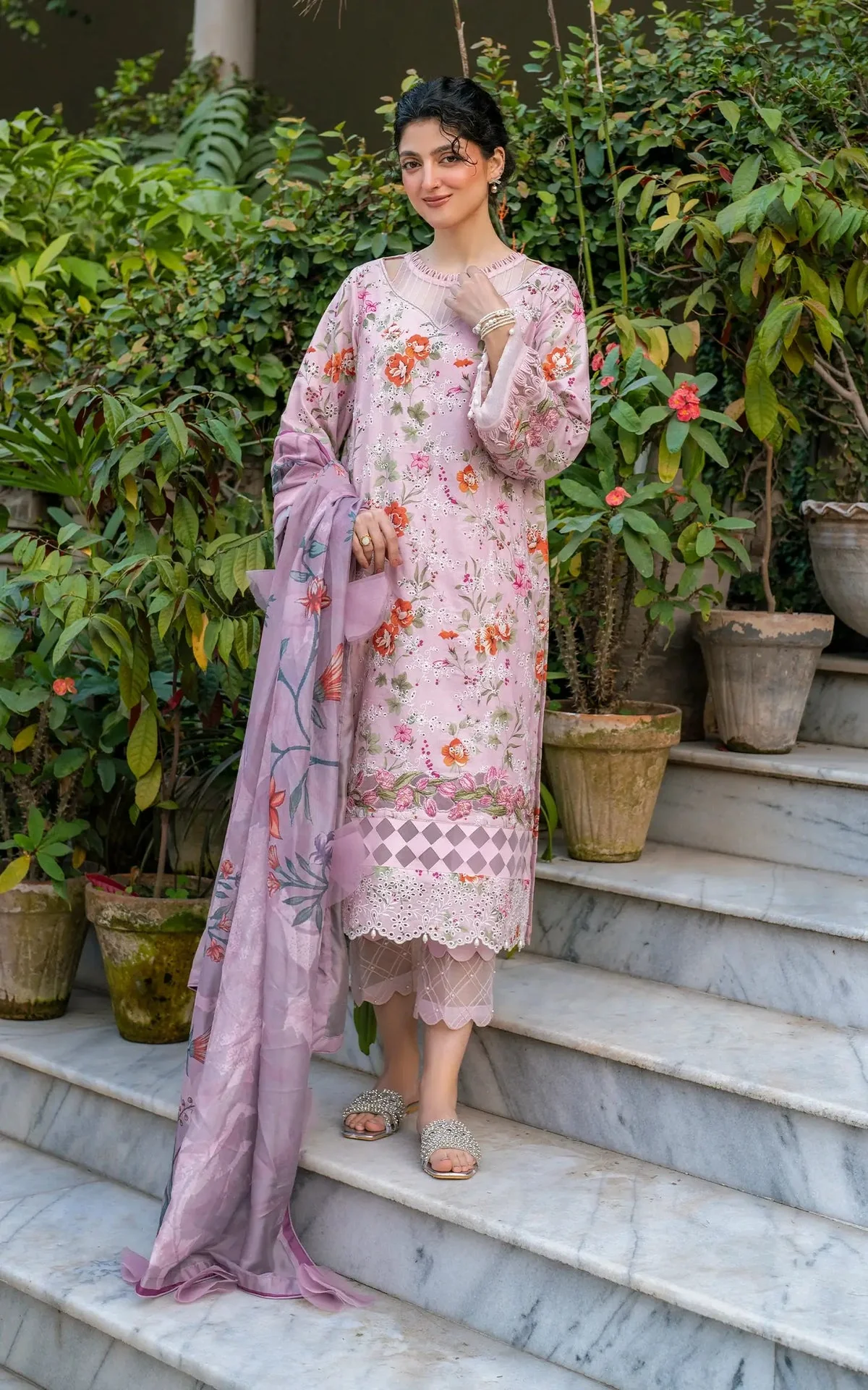 Chikankari digital printed lawn - Image 6