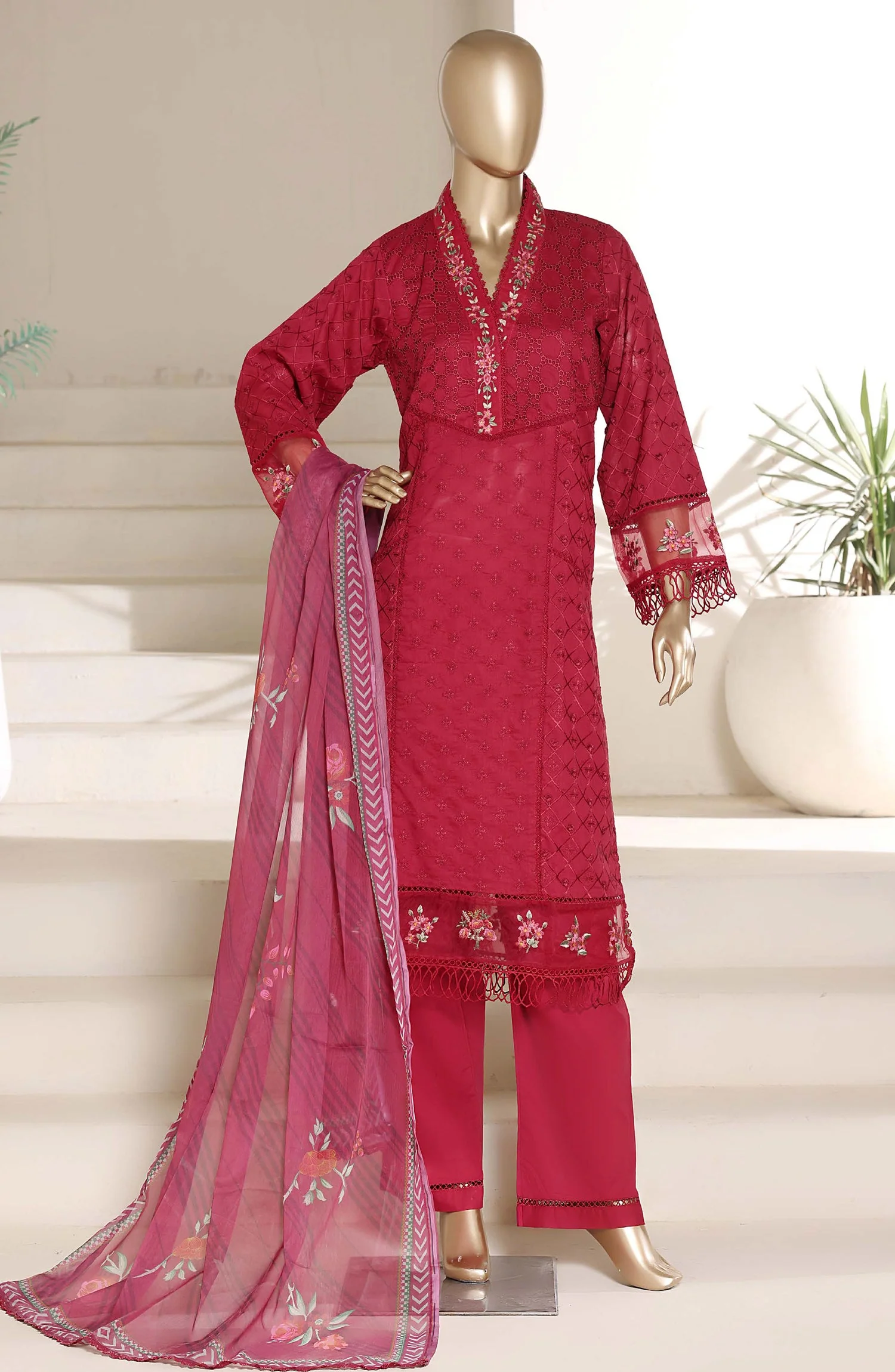 Chikankari Edit Embroidered Stitched 3 Piece Suit