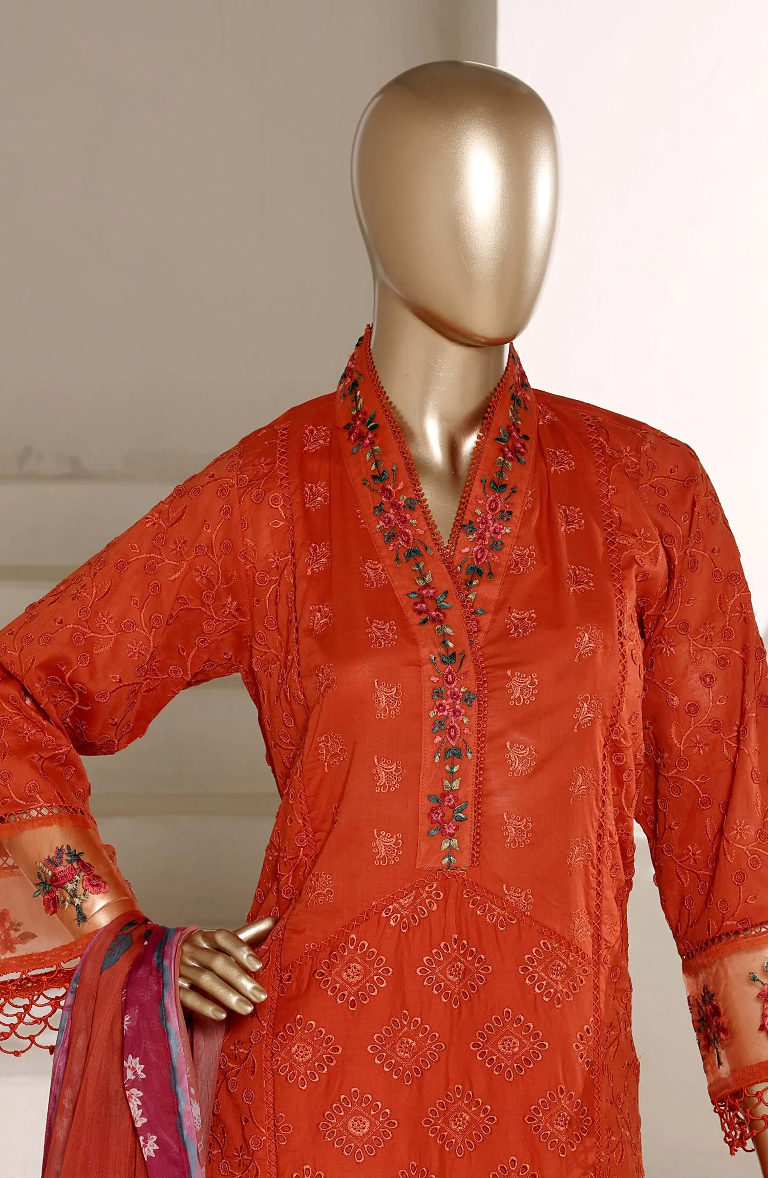 Chikankari Edit Embroidered Stitched 3 Piece Suit - Image 3