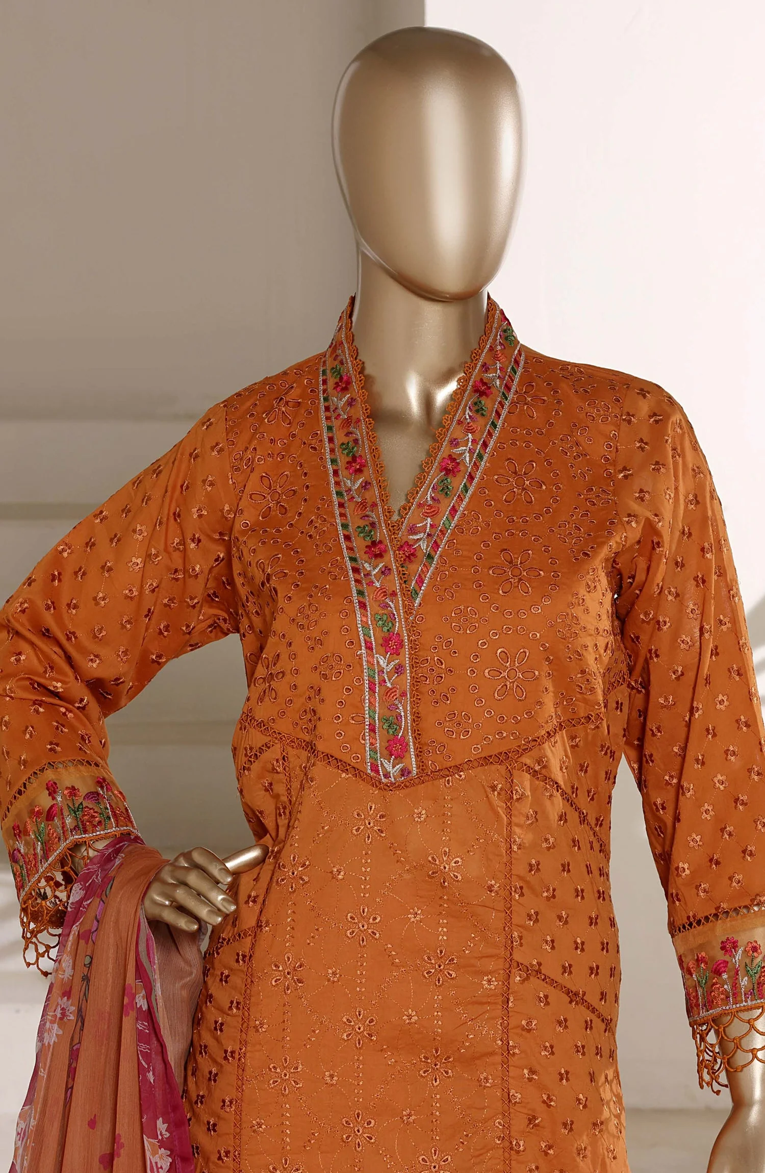 Chikankari Edit Embroidered Stitched 3 Piece Suit - Image 3