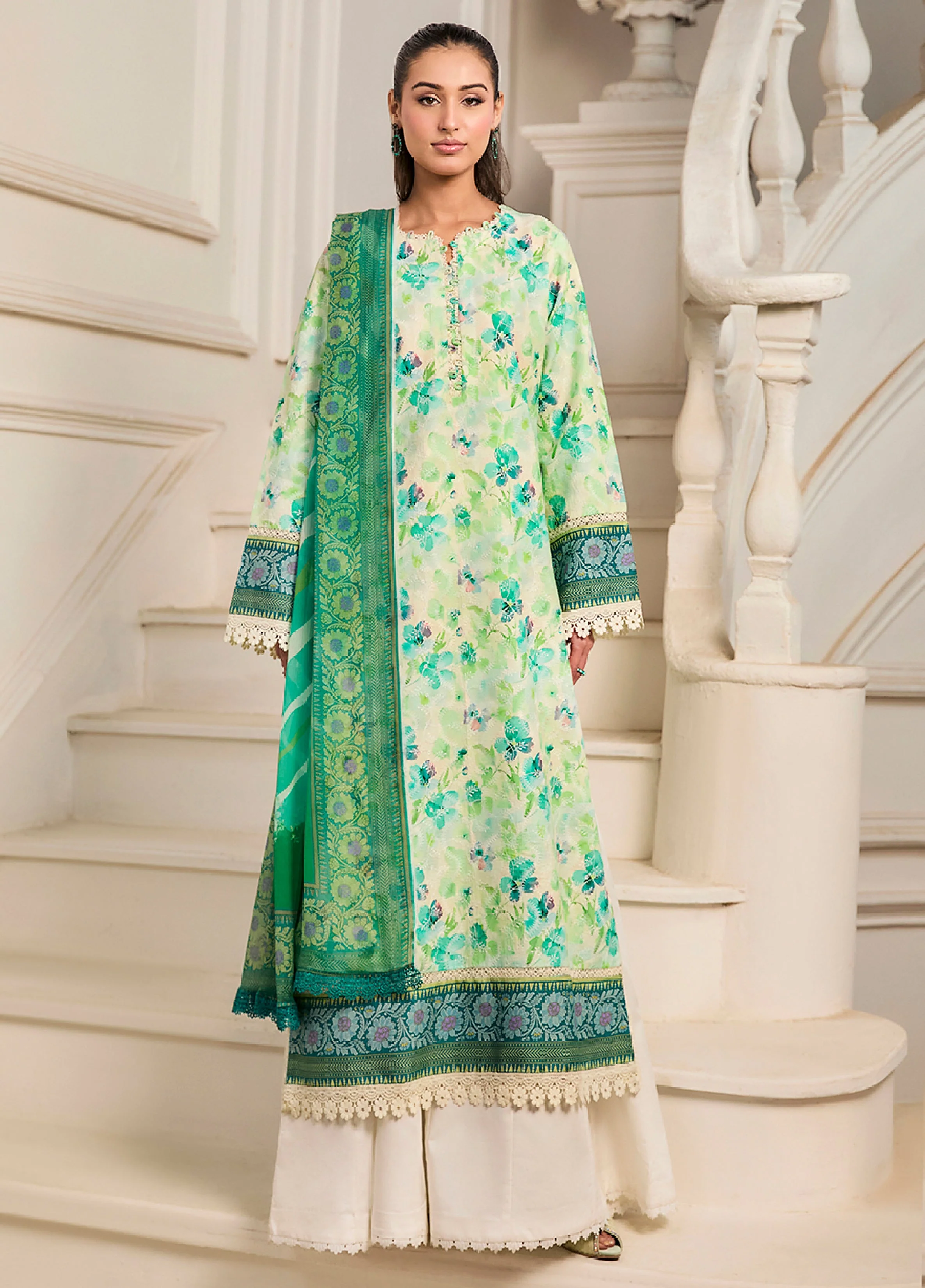 Chikenkari Print Lawn 3 Piece