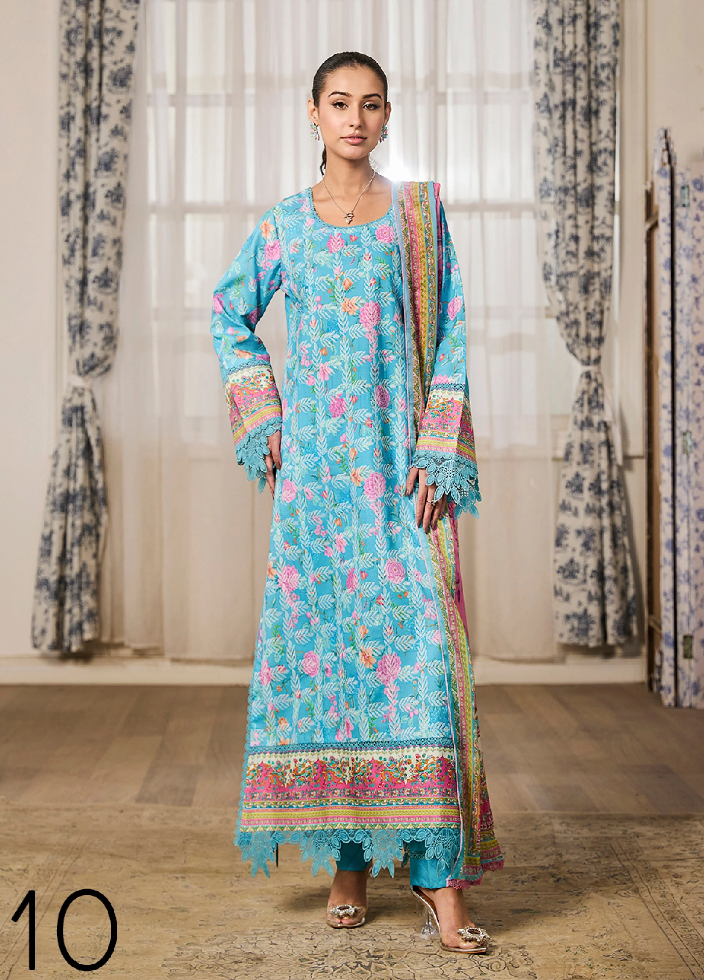 Chikenkari Print Lawn 3 Piece