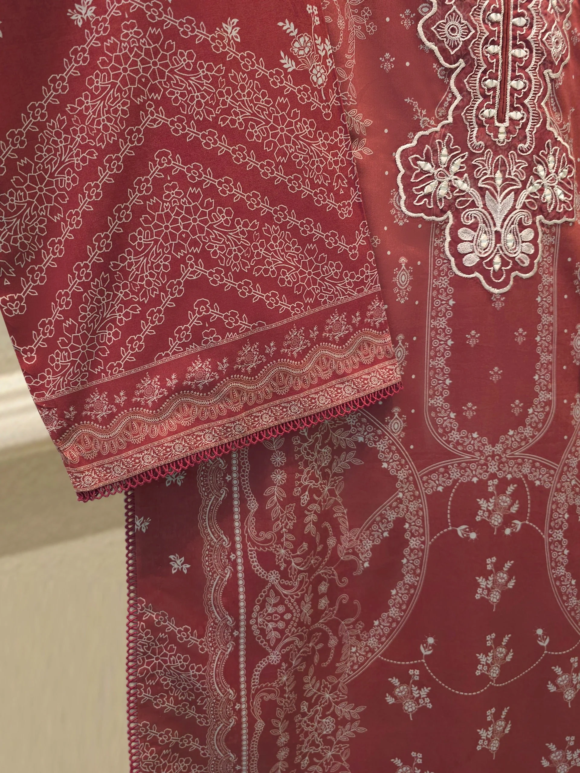 Digital Printed Embroidered Cambric Shirt - Image 6
