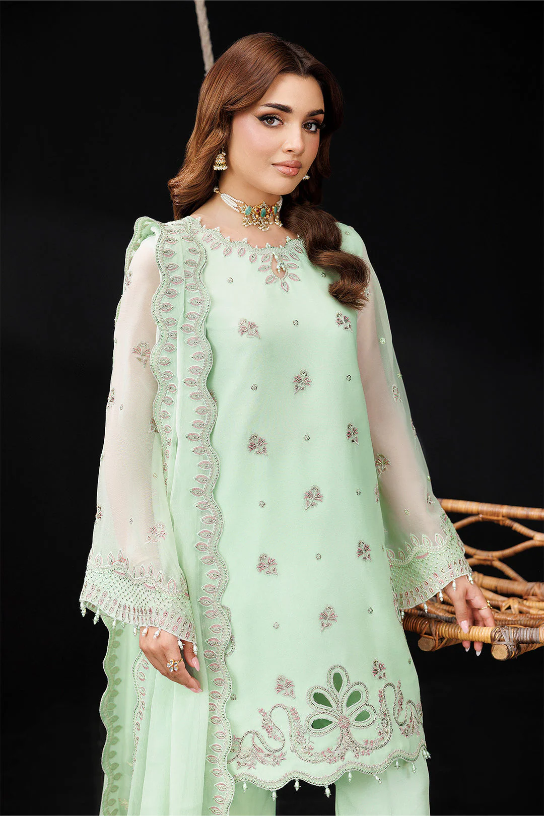 DUA Embroidered Chiffon Suit - Image 3