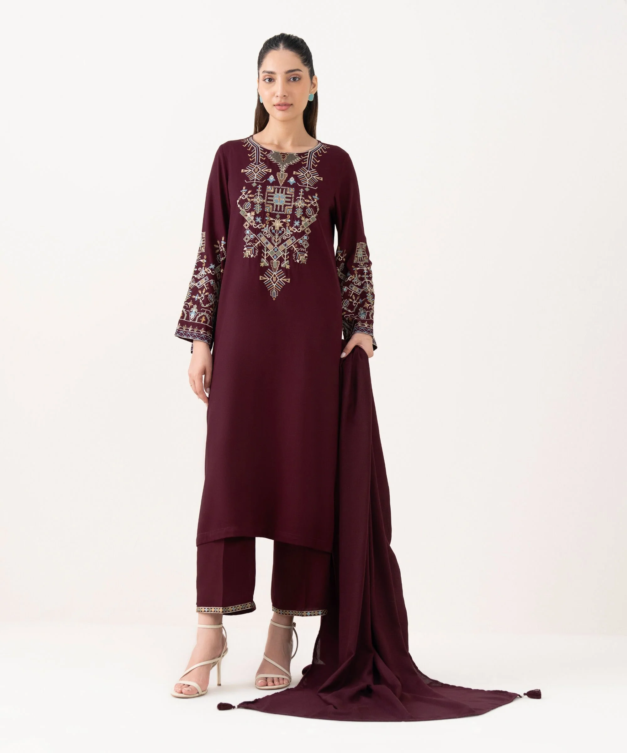 Embroidered Bedford Shirt With Pant - Image 5