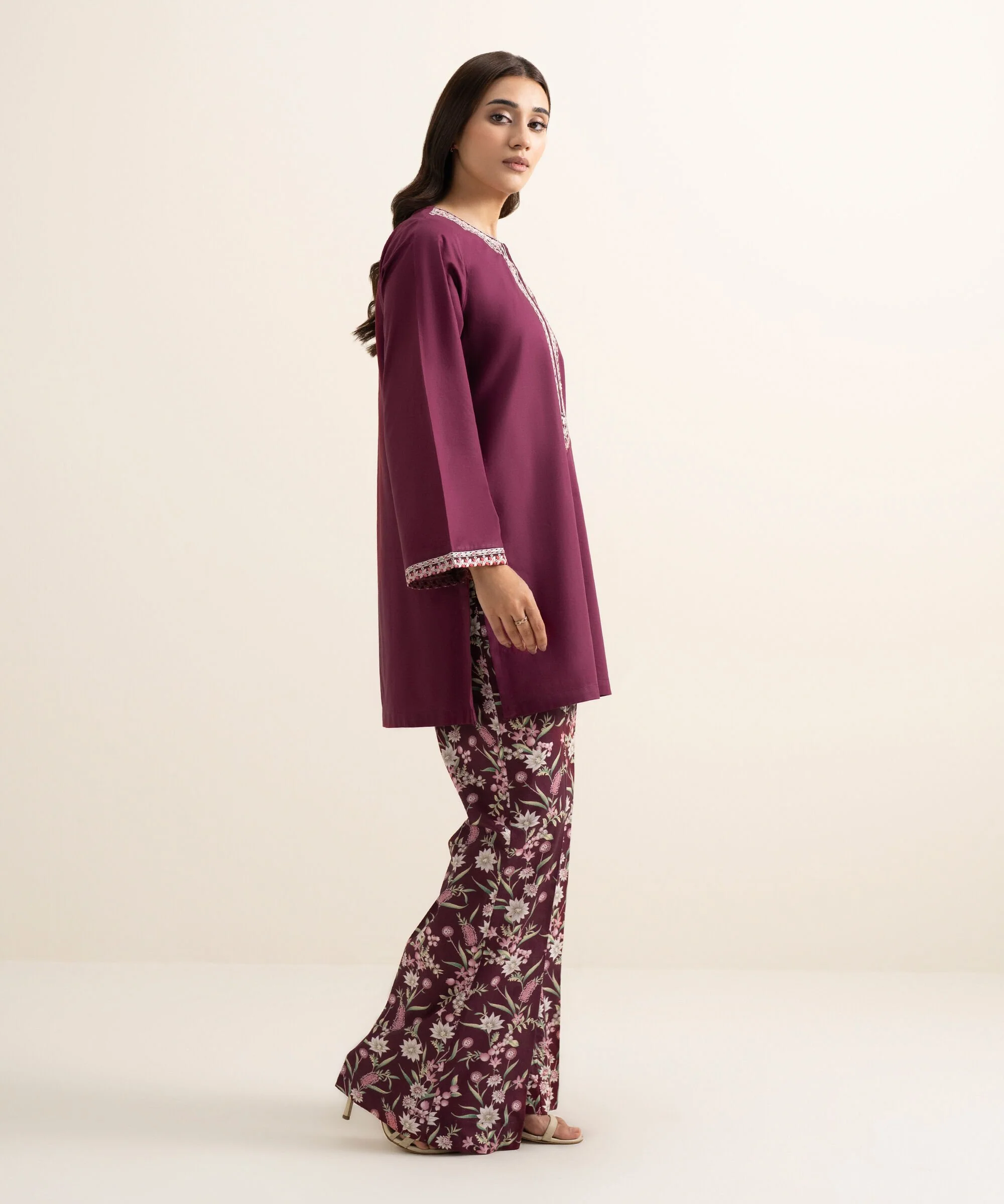 Embroidered Cambric Shirt With Pant - Image 3