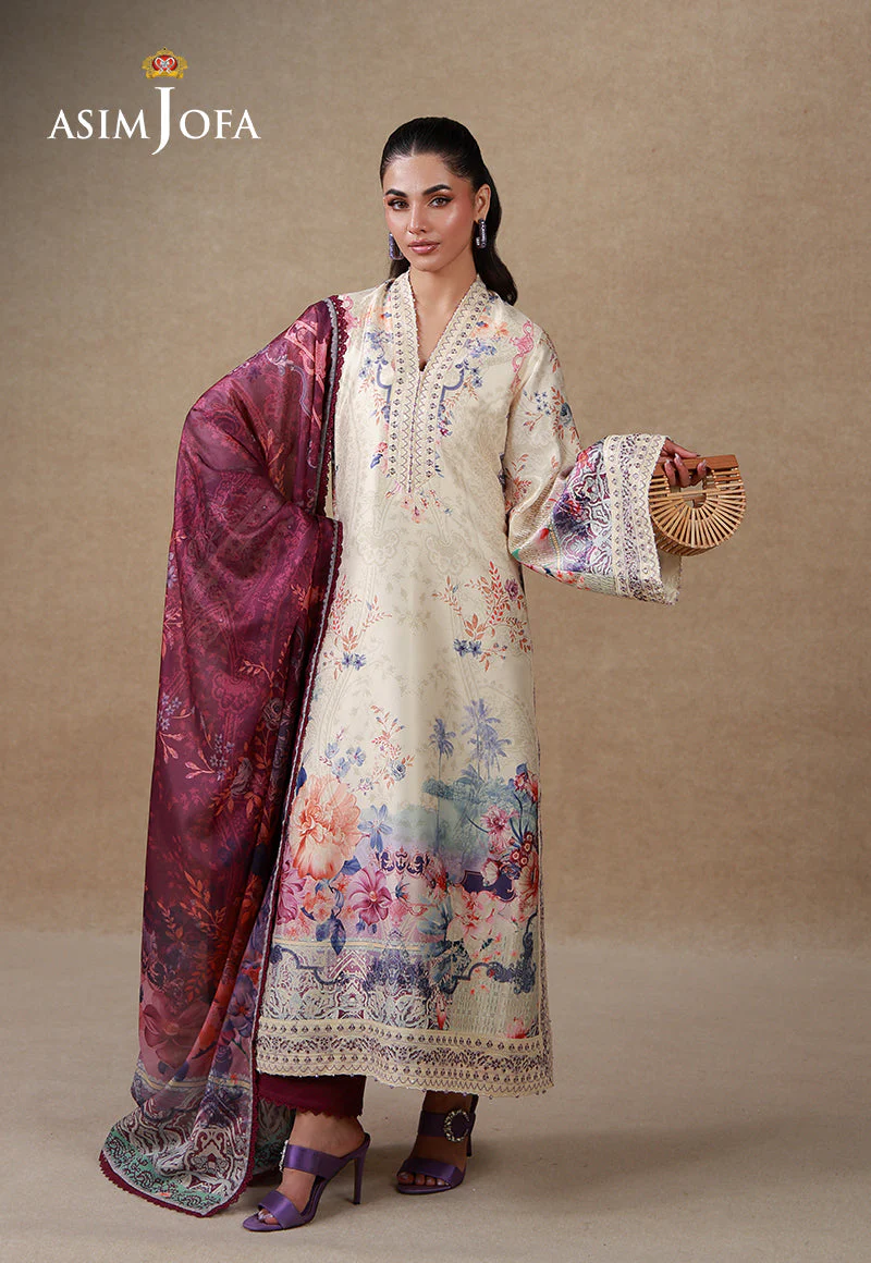 Embroidered Charmeuse Silk Unstitched 3 Pcs