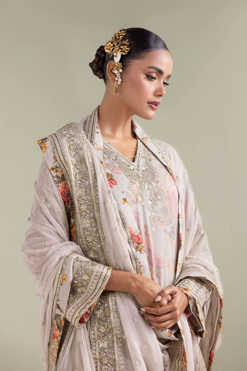 Embroidered | Chiffon Floral Zari 3-piece - Image 6