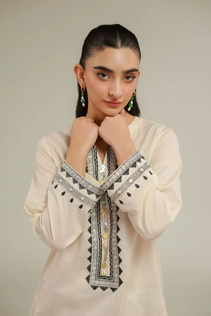 Embroidered | Cotton Dobby White Embroidered 3pc - Image 5