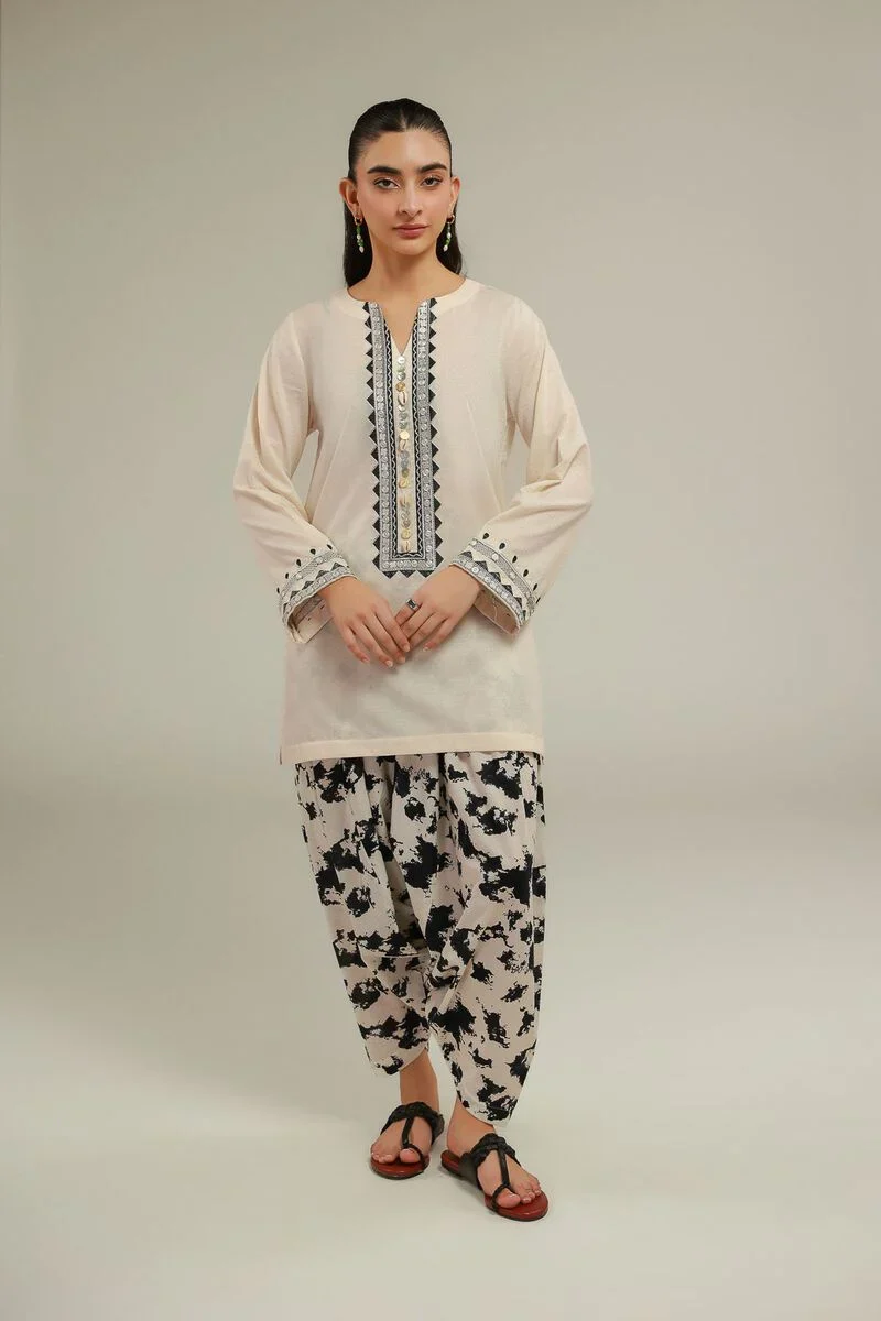 Embroidered | Cotton Dobby White Embroidered 3pc - Image 7