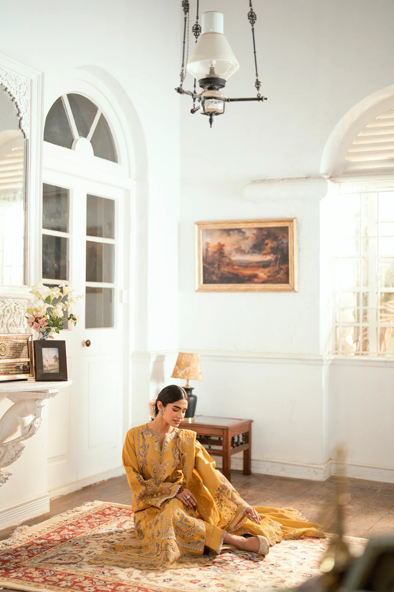Embroidered Cotton Net 3-Piece Suit - Image 8