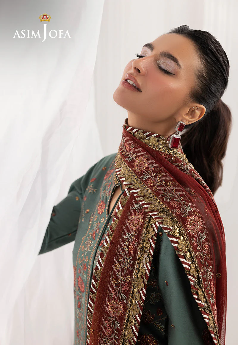 EMBROIDERED COTTON SILK UNSTITCHED 3 PCS - Image 4