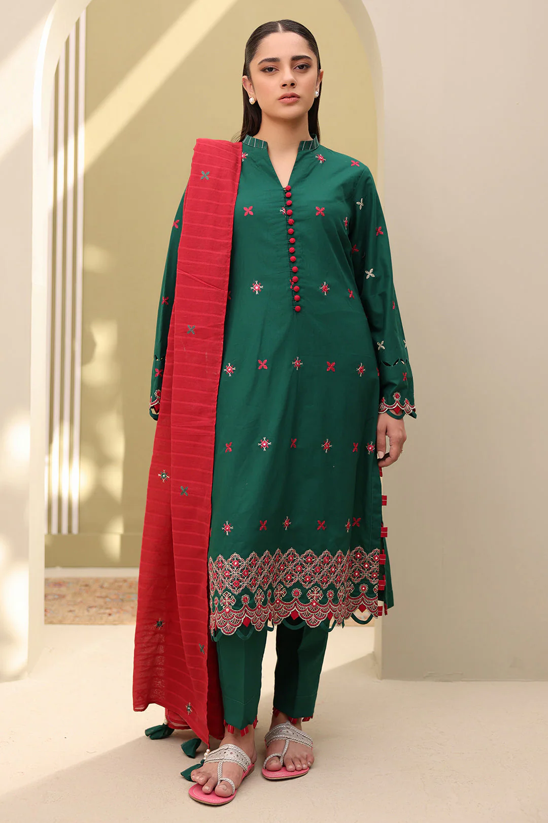 Embroidered Shirt Shalwar Dupatta - Image 5