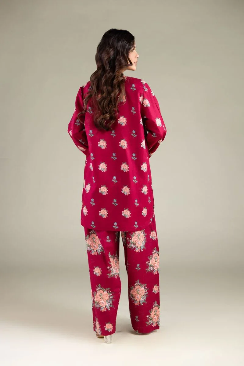 Embroidered | Textured Cotton Floral Threadwork 3 Piece - Image 2