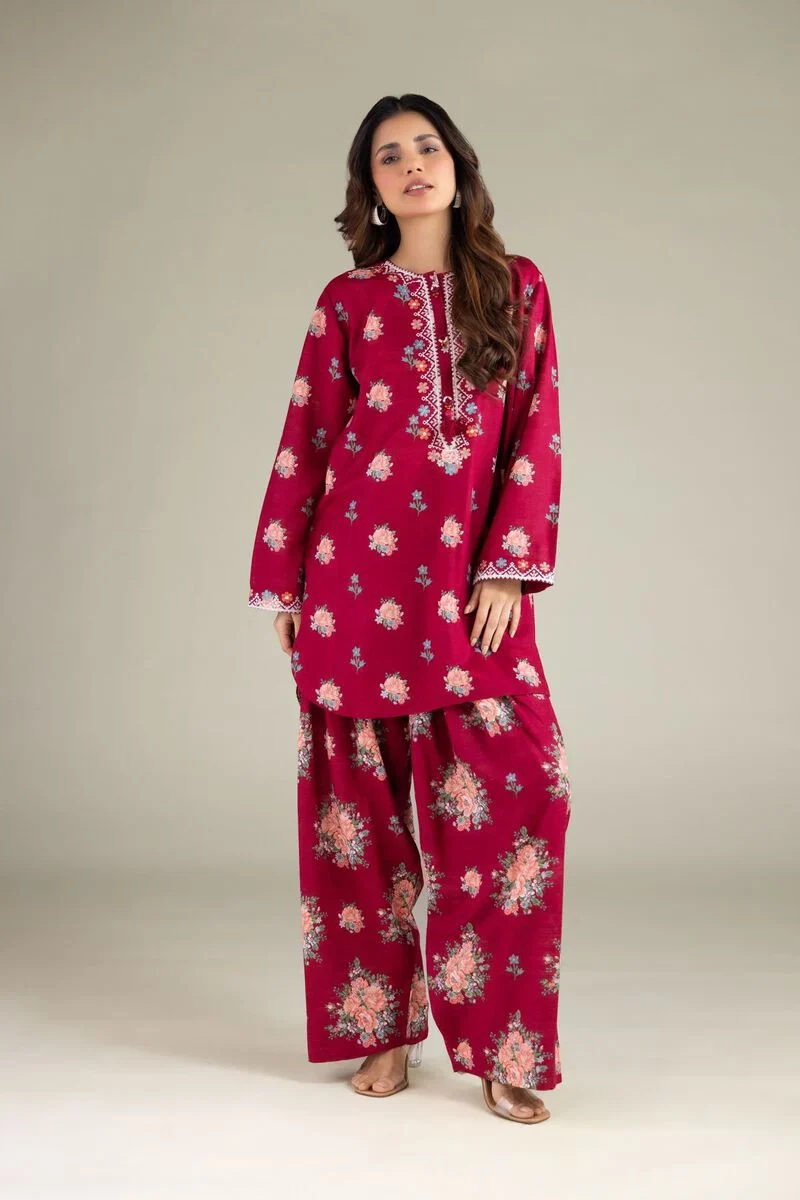 Embroidered | Textured Cotton Floral Threadwork 3 Piece - Image 4