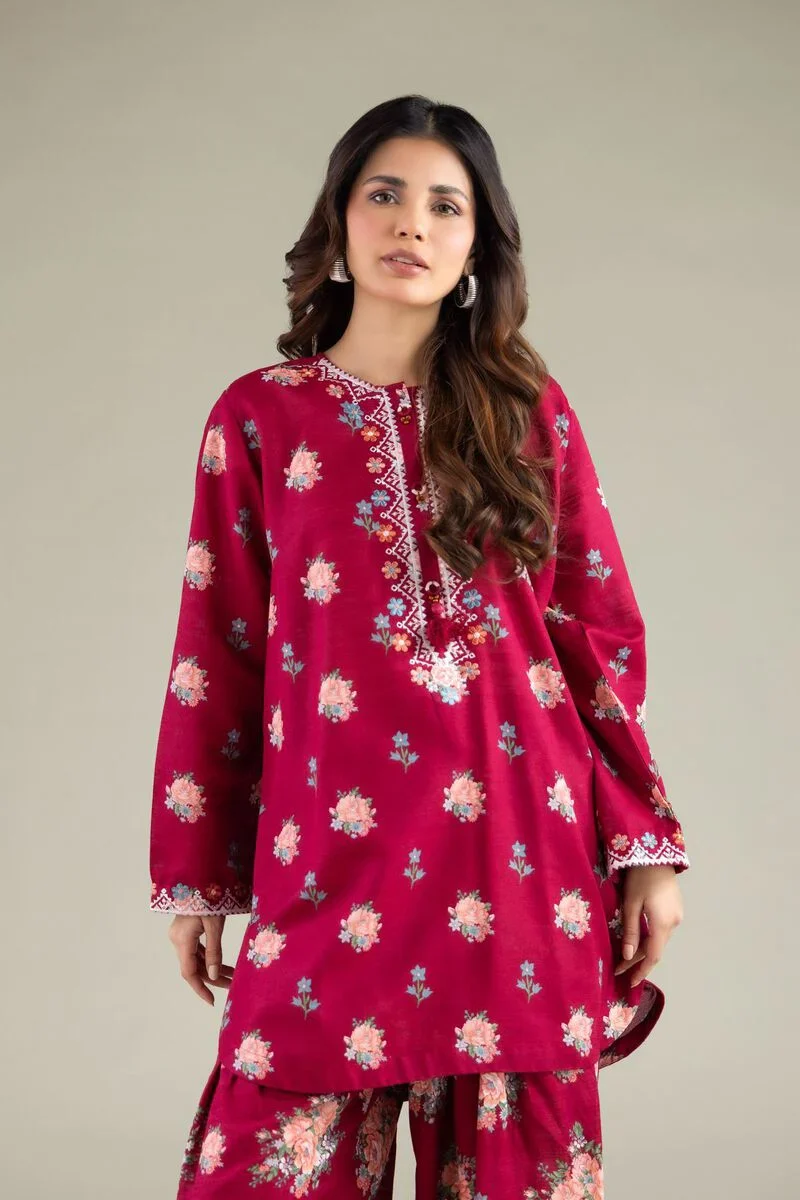 Embroidered | Textured Cotton Floral Threadwork 3 Piece - Image 6
