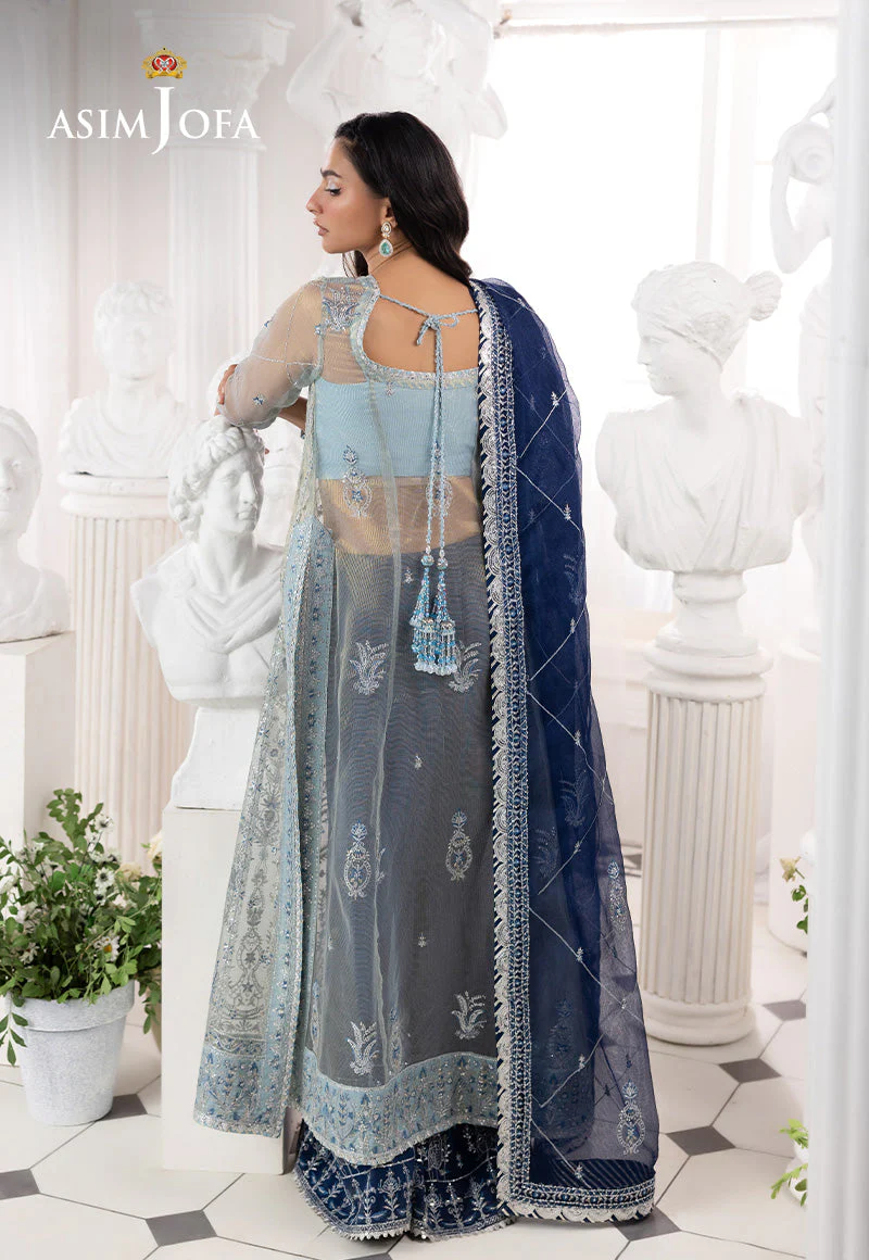 EMBROIDERED ZARI CHECK NET UNSTITCHED 3 PCS - Image 2