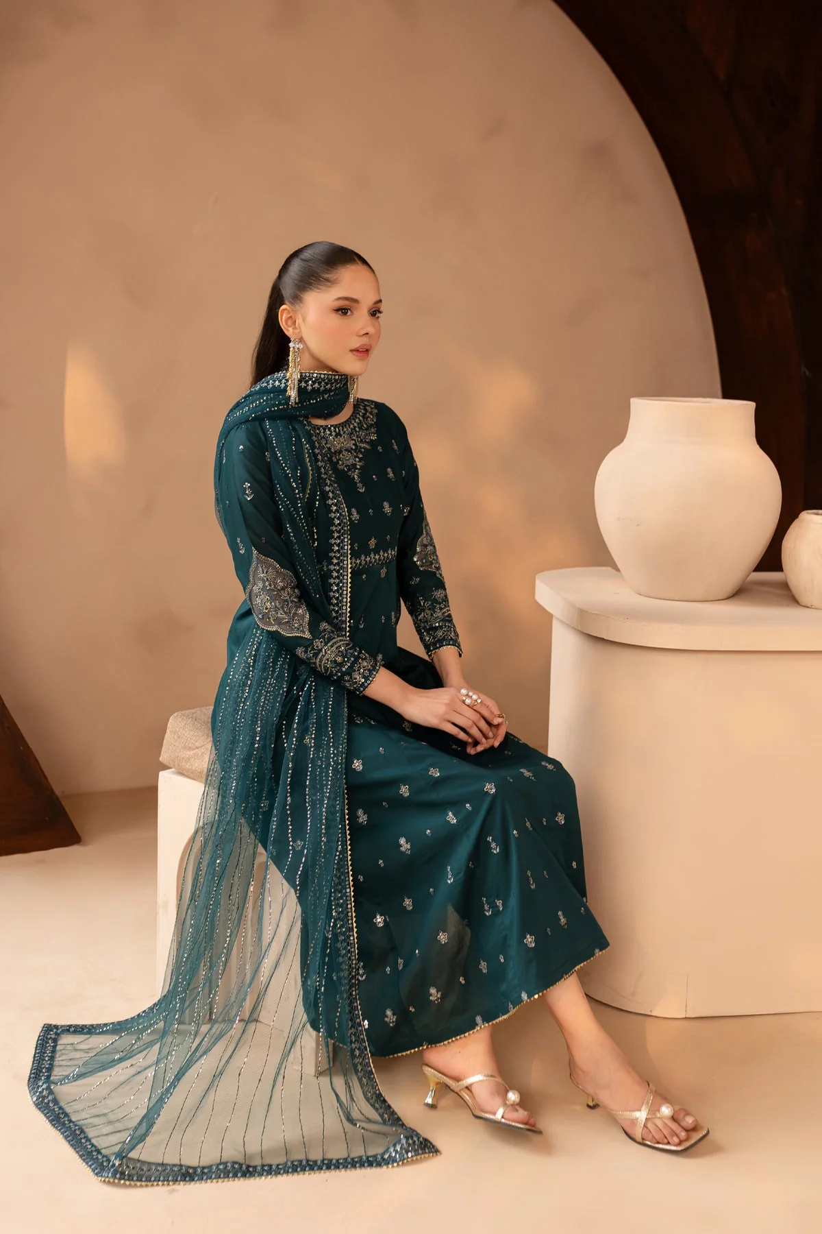 Delvin 3Pc - Embroidered Lawn Dress - Image 10