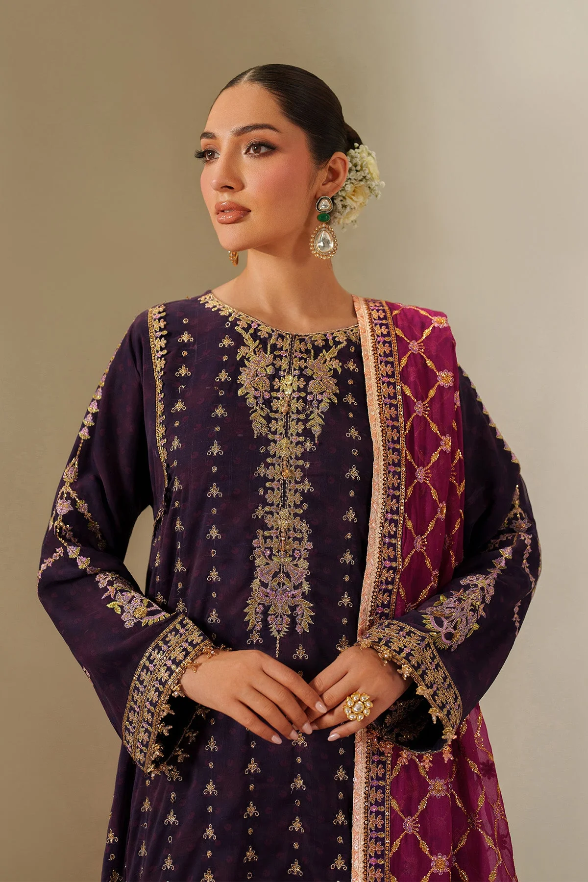 Fleur - Embroidered Printed Chiffon - Image 3