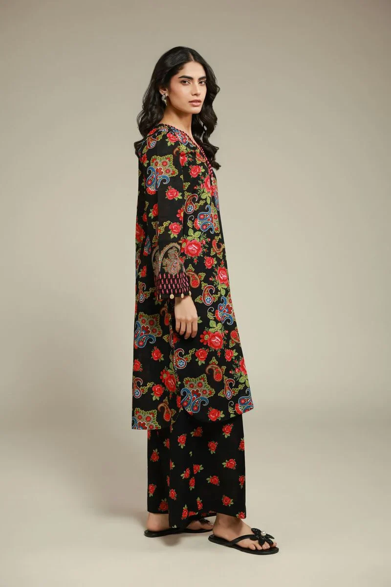 Floral Longline Kurta With Pant - Image 3