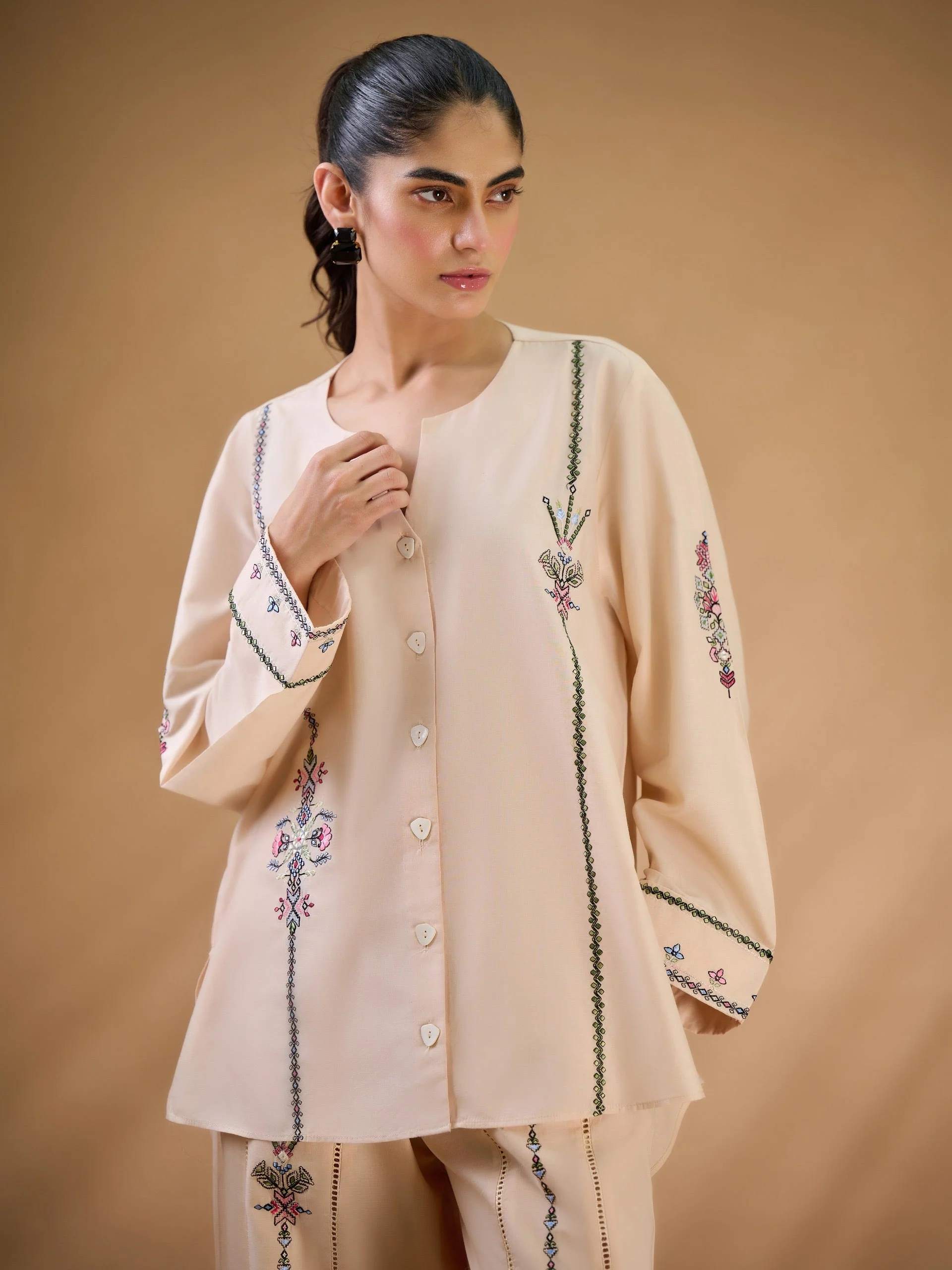 2 Piece - Embroidered Cambric Suit - Image 3