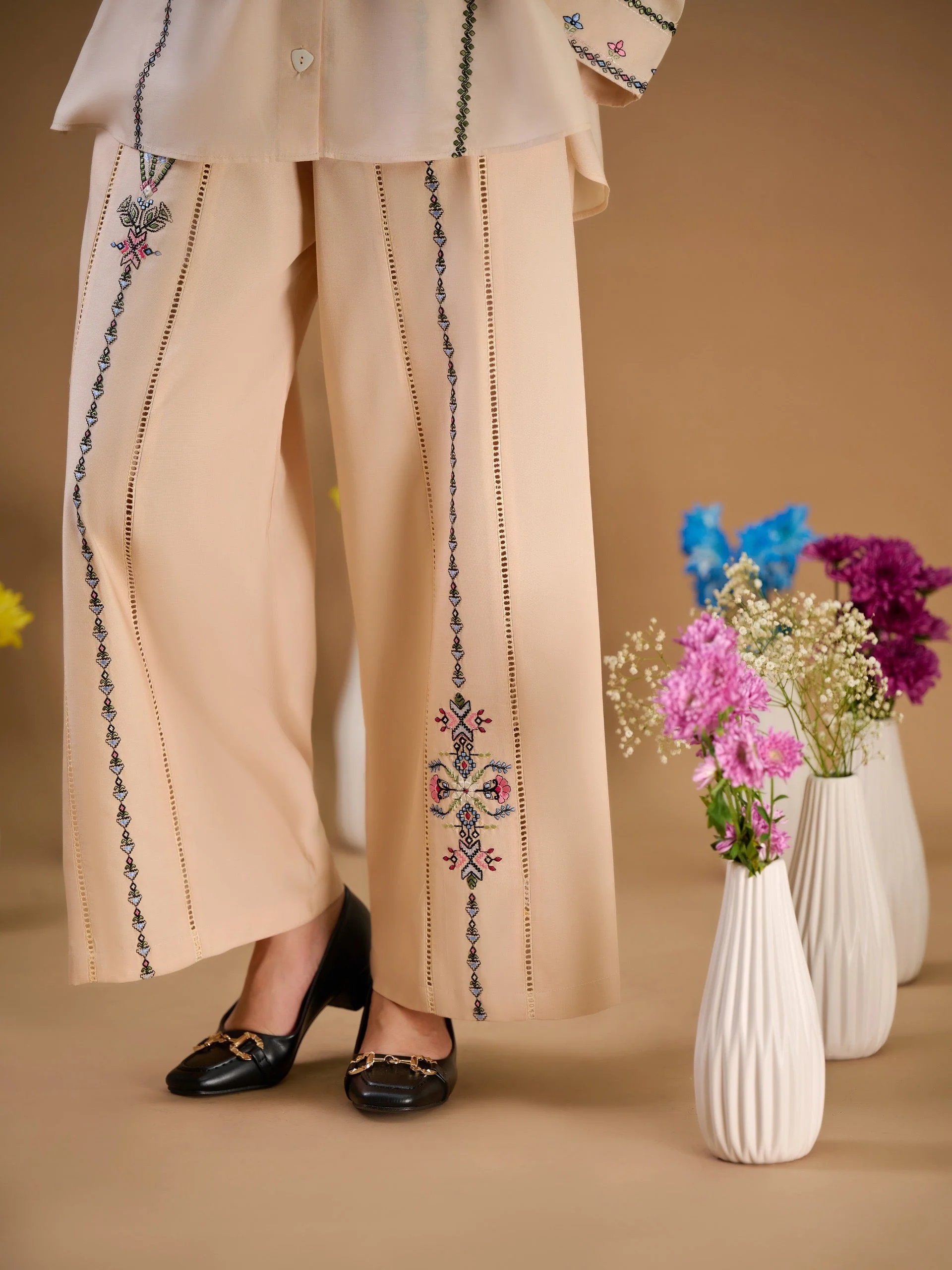 2 Piece - Embroidered Cambric Suit - Image 4