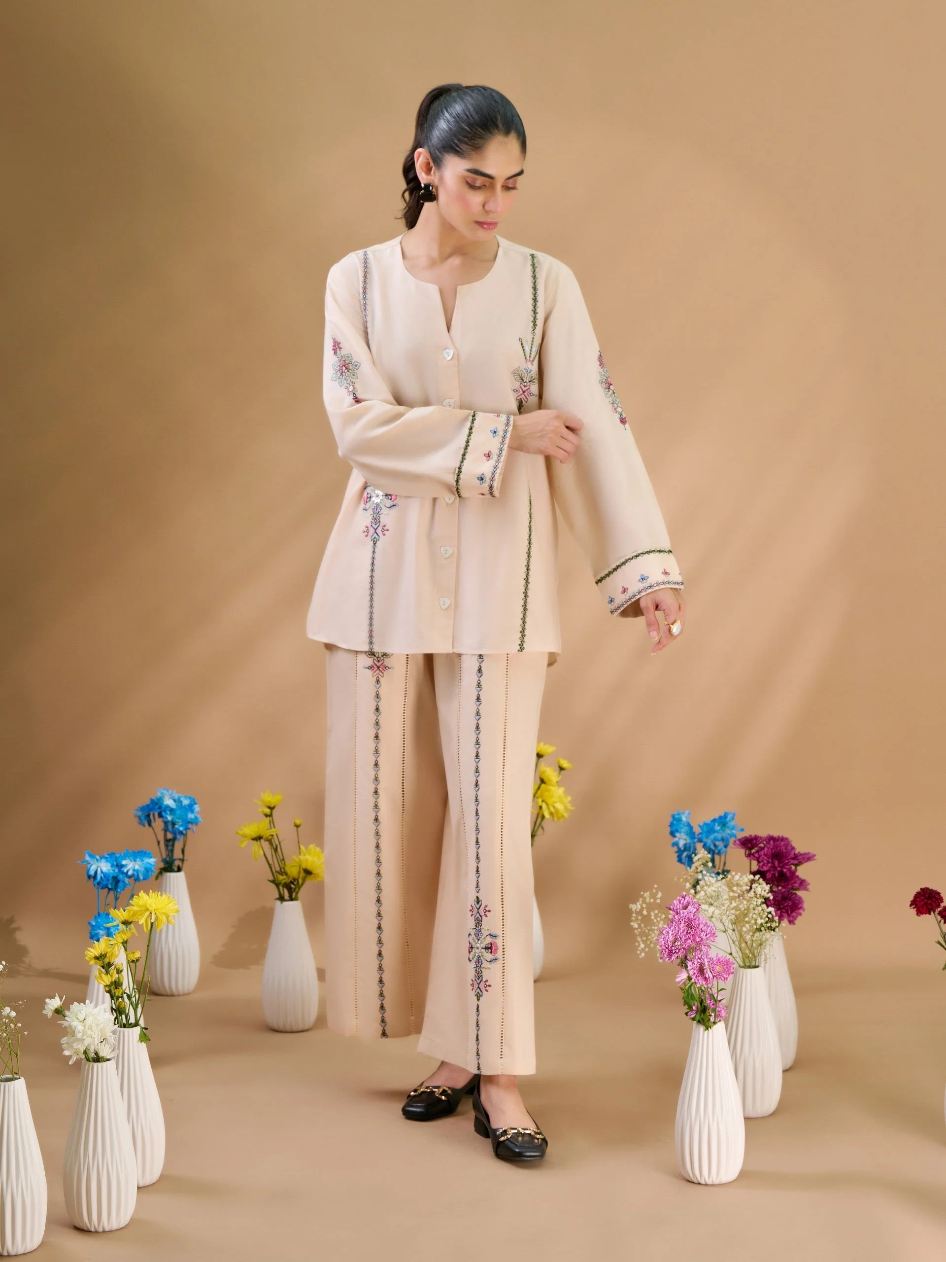 2 Piece - Embroidered Cambric Suit - Image 5