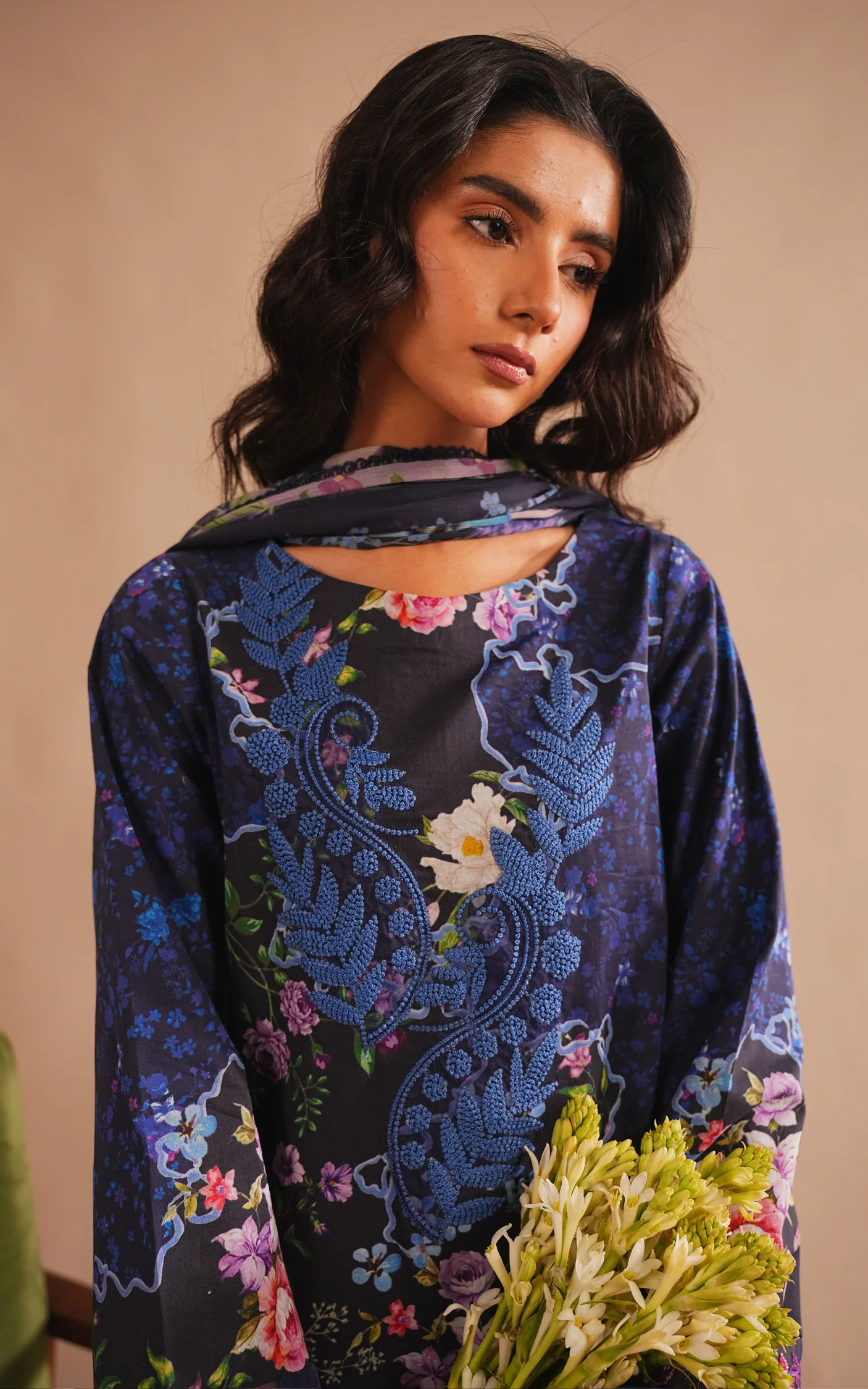Meraki 3pcs Embroidered Unstitched Summer - Image 3