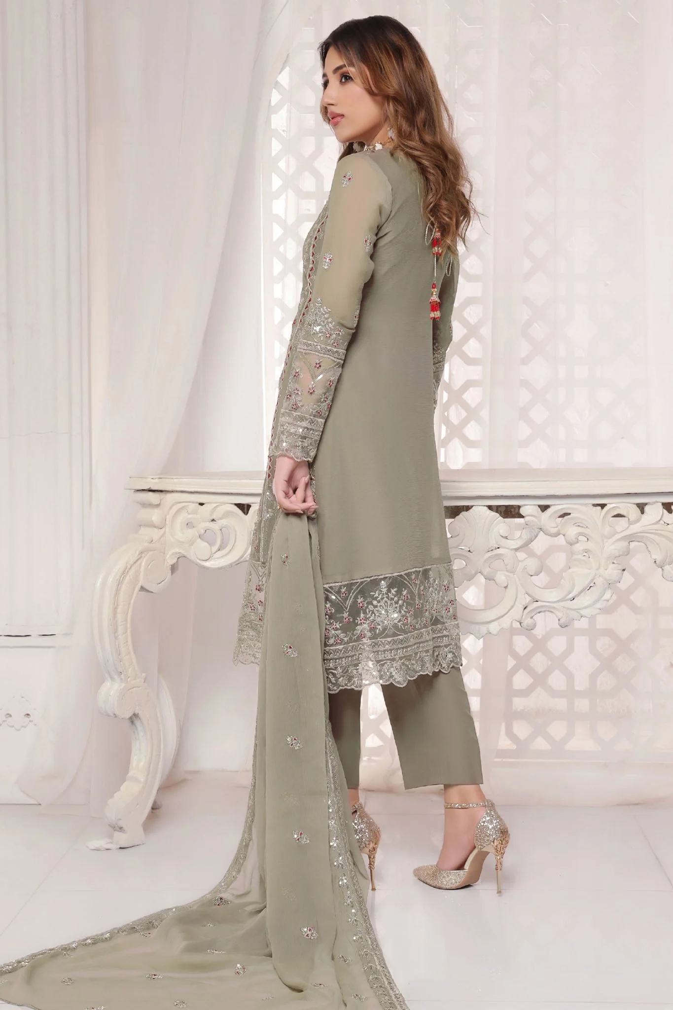 Myra Luxury Embroidered Chiffon 3 Piece - Image 2